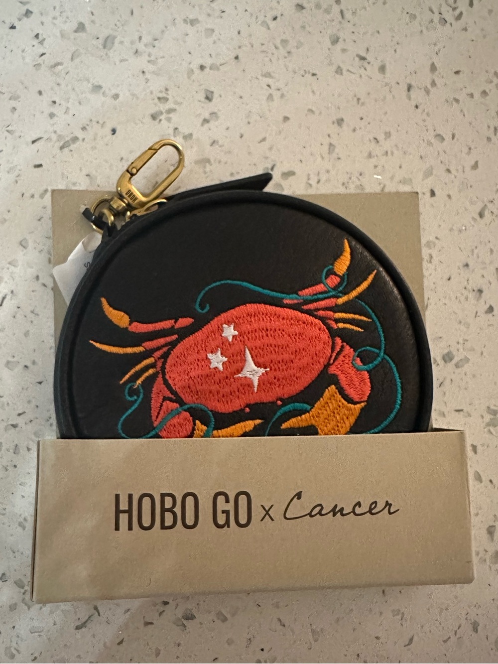 HOBO GO x Cancer Embroidered Crab Coin Pouch - Black with Red & Gold